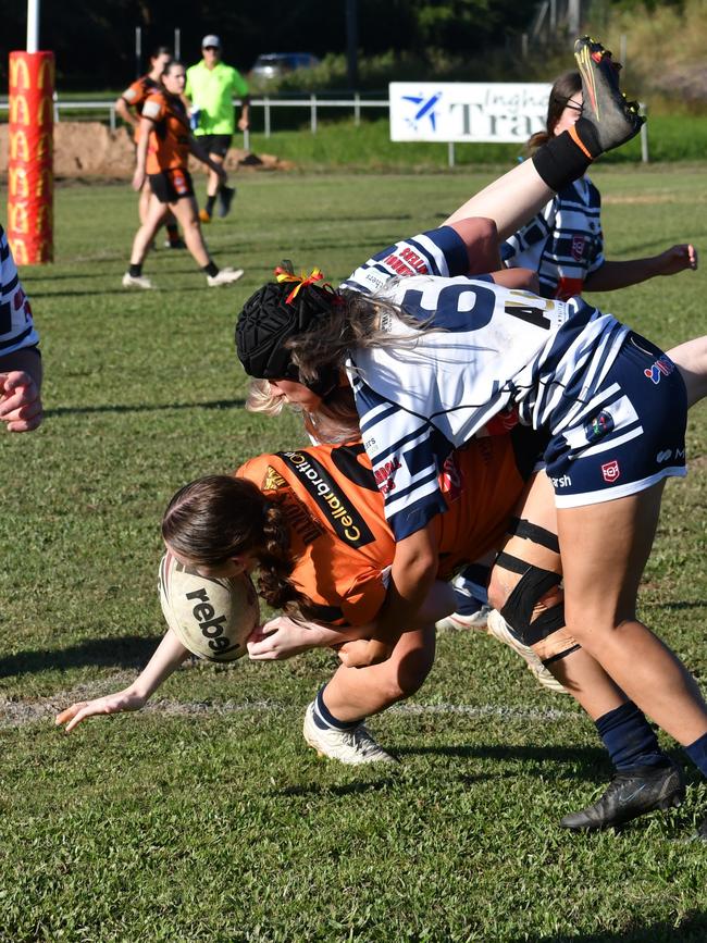The Herbert River Crushers Women’s team drew 20-20 with Townsville Brothers in a hard-fought contest in Ingham on Saturday. Picture: Cameron Bates