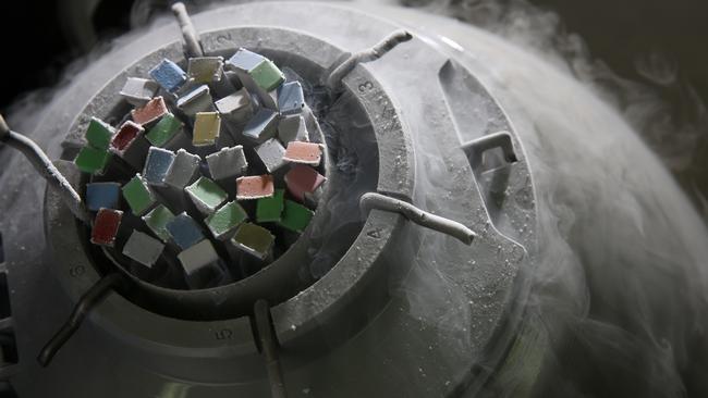 A fertility Clinic's frozen egg storage tanks with liquid nitrogen. Picture: David Kelly