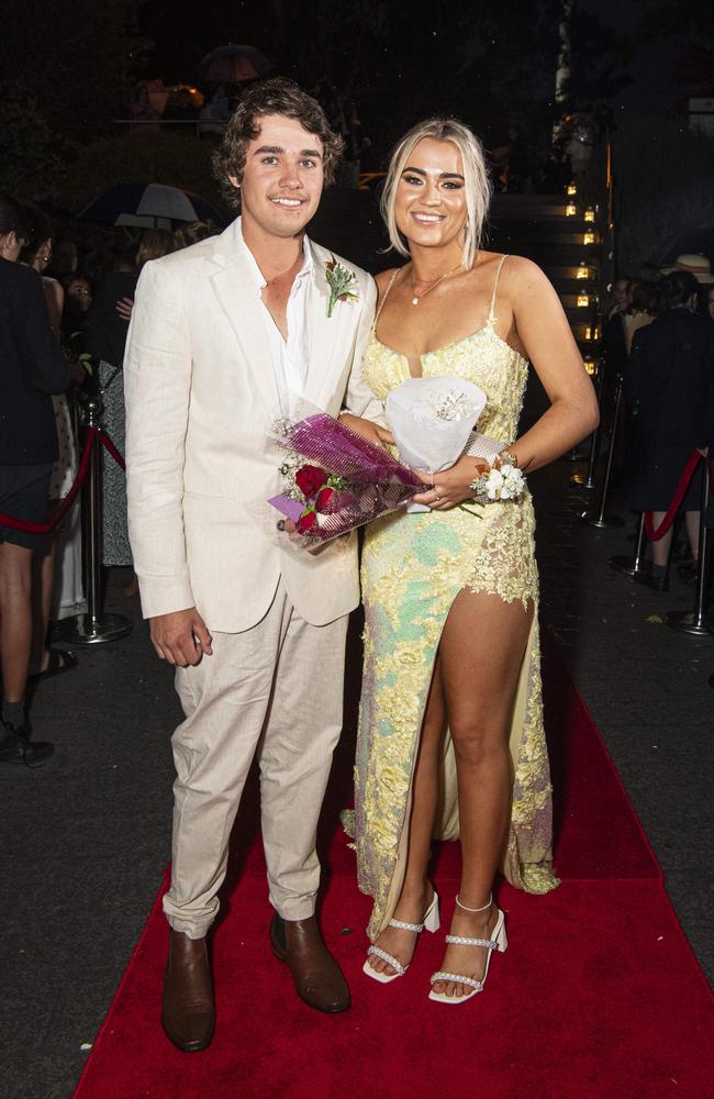 Kyra Warner and partner Thomas Tuite arrive at The Glennie School formal at Picnic Point, Thursday, September 12, 2024. Picture: Kevin Farmer