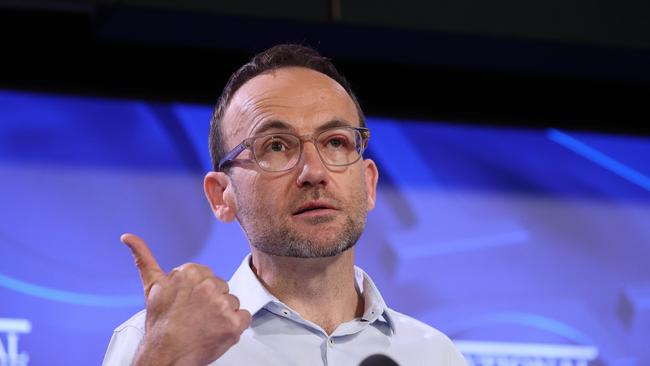 Australian Greens leader Adam Bandt addresses the National Press Club in Canberra on Wednesday. Picture: Gary Ramage