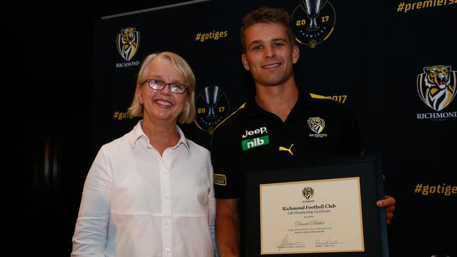 Peggy O'Neal and Dan Butler with his life membership. Picture: Cameron Grimes