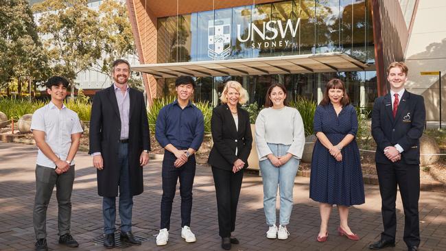 Bringing greater equity to UNSW. Left to right: member of the NSW Education Minister’s student council Farzam Nabi, vice-chancellor Attila Brungs, student Ethan Ha, deputy vice-chancellor (equity, diversity and inclusion) Eileen Baldry, student Kelsie Mitchell, director of equity, diversity and inclusion Mary Teague, and member of the NSW Education Minister’s student council Ned Graham.