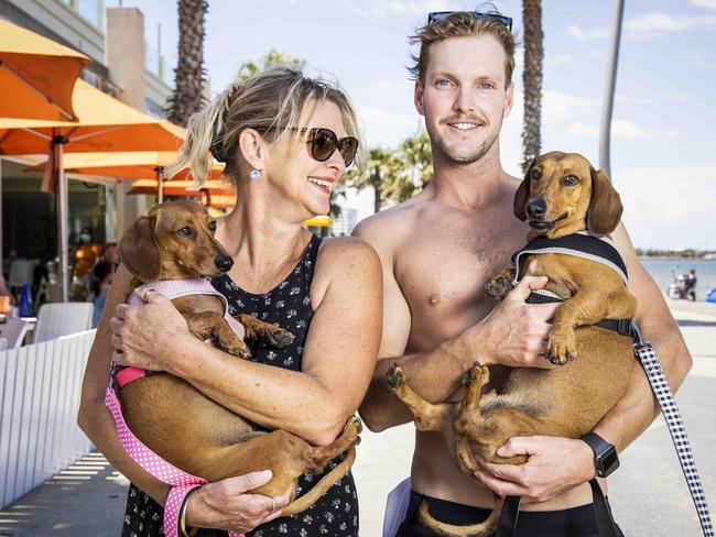 Beach Vox Pop- NYD 2020. Liam & Simone Darcy (mum and son) and dogs Slinky and Tinkerbell. Picture- Nicole Cleary