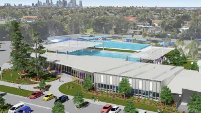 Plans showing the outside of the upgraded Miami Aquatic Centre.