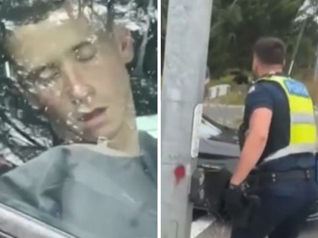 Wanted man falls asleep at traffic lights. Picutre: 7News