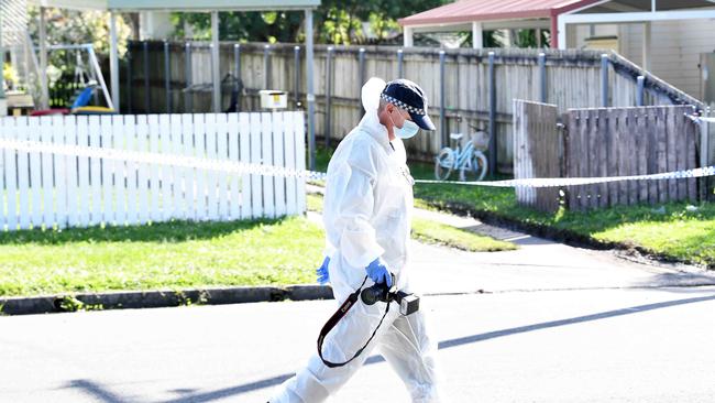 A crime scene has been set up at Dicky Beach after a woman died from a gunshot wound to the head. Picture: Patrick Woods.