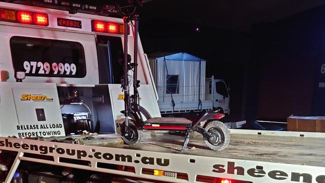 A Nunawading man had his motorised scooter impounded after he was spotted by police on Whitehorse Rd. Picture: Eyewatch – Whitehorse Police Service Area Facebook page.