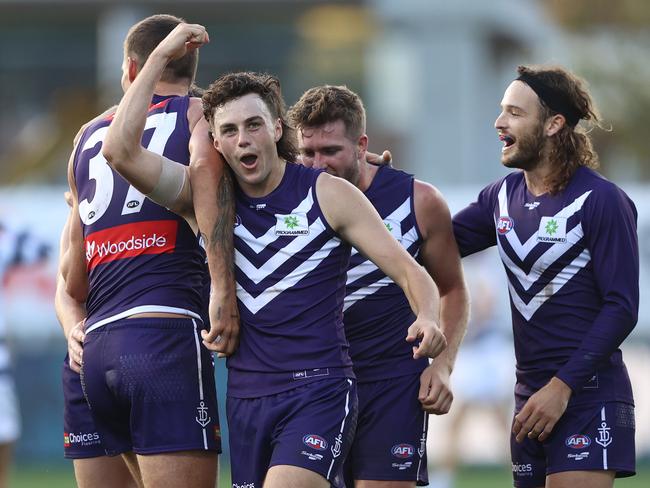 Jordan Clark celebrates beating his former club. Picture: Getty Images