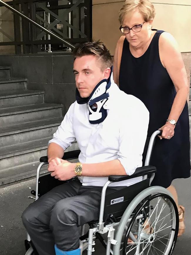 Thomas Adamson, 26, leaves Melbourne Magistrates Court.