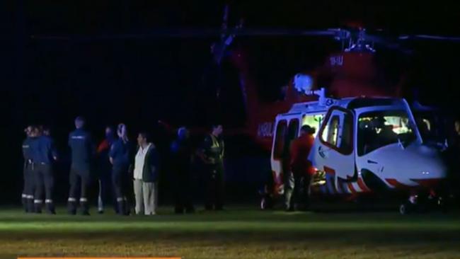 The air ambulance prepares to transfer the boy to the Royal Children’s Hospital. Vision: Channel 9