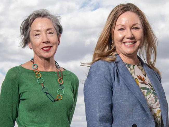 GRLC CEO Vanessa Schernickau, left and Geelong council CEO Kaarina Phyland. Picture: Brad Fleet