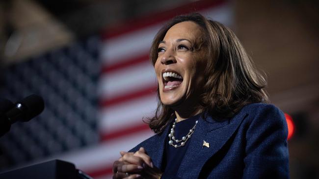 Kamala Harris speaks at a campaign rally in Michigan.