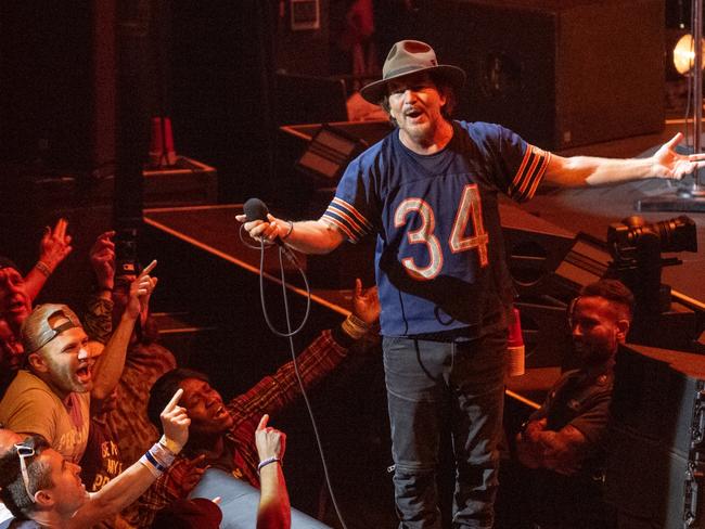 NEW YORK, NEW YORK - SEPTEMBER 04: Singer, songwriter and guitarist Eddie Vedder of Pearl Jam performs live on stage during the Dark Matter world tour at Madison Square Garden on September 04, 2024 in New York City. (Photo by Jim Bennett/Getty Images)