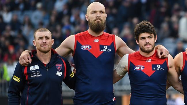 Roffey says she knew Max Gawn was switched on when she saw his eyes during the anthem. Picture: AFL Photos/Getty Images