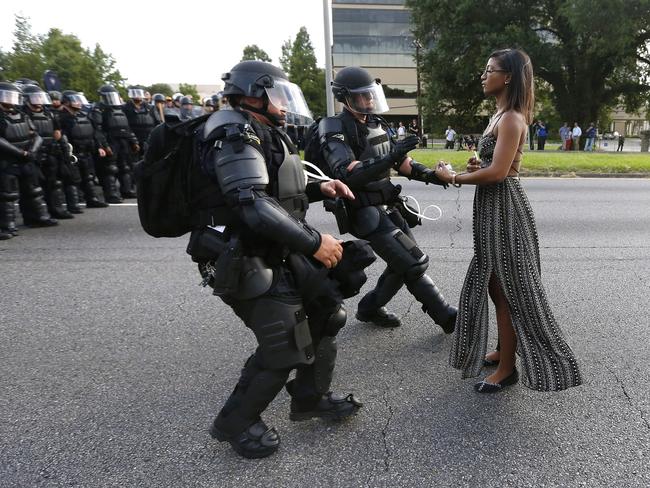 A demonstrator protests the shooting death of Alton Sterling in Baton Rouge, Louisiana, on July 9, 2016. Picture: Jonathan Bachman/Reuters