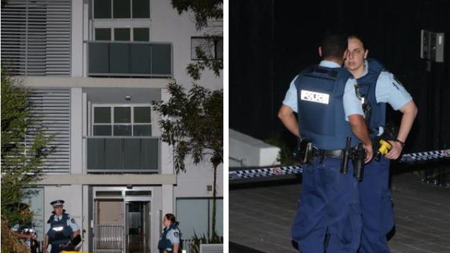 Police outside the unit block after Barakat was gunned down.