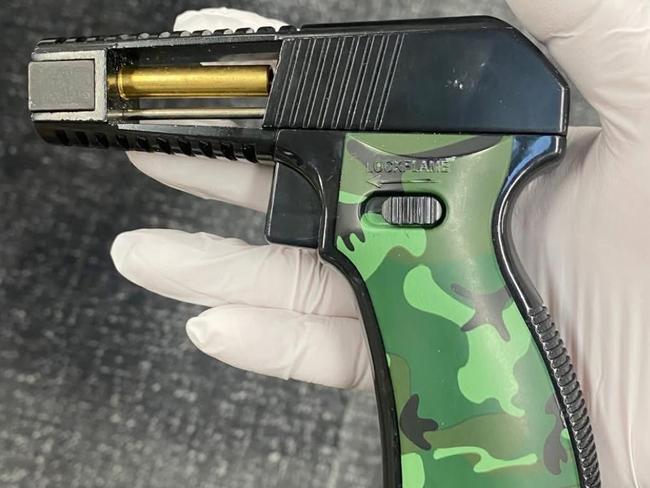 An imitation pistol seized by police after they searched Jamie Marcus Priestly in Hamilton on February 5, 2025. Picture: NSW Police.