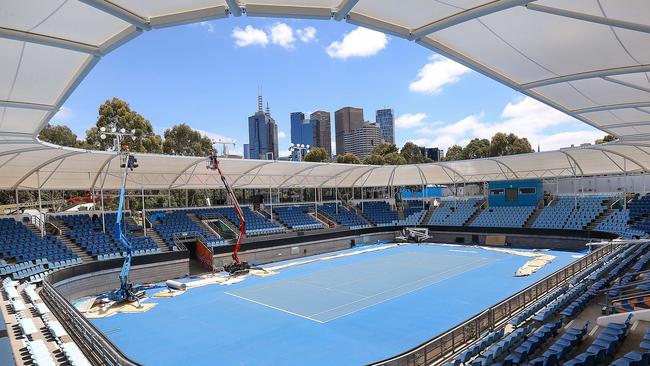 Almost 3000 fans on Show Court 3 will be under shade next year. Picture: Ian Currie