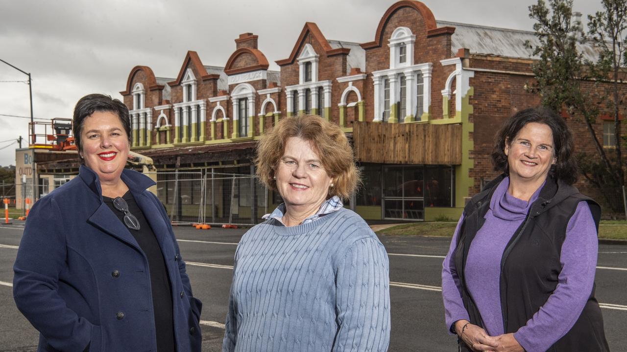 ( From left ) Amanda Hinds, Sandra Jenner and Sally Boardman have bought Nolan’s Block and will turn it into an emporium with an European bistro and patisserie. Picture: Nev Madsen.