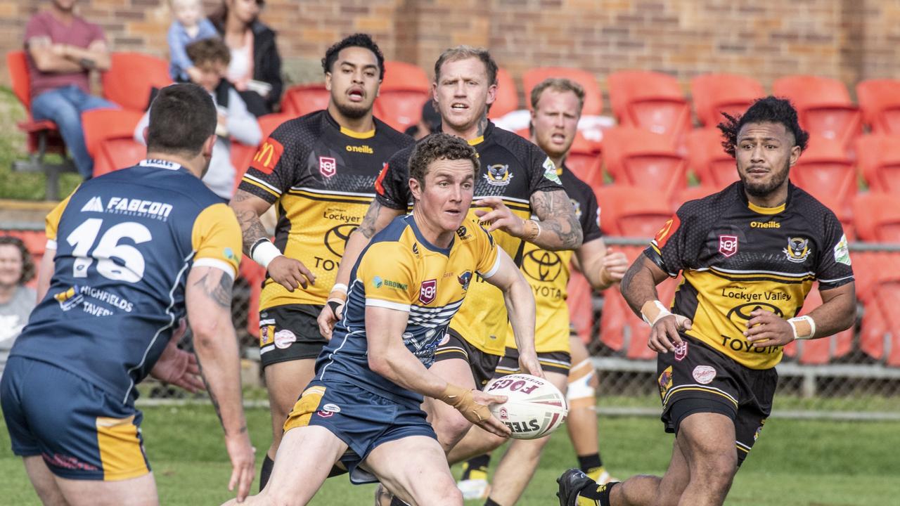 Jarrod Lee for Highfields. TRL Hutchinson Builders A Grade semi final, Gatton vs Highfields. Sunday, September 11, 2022. Picture: Nev Madsen.