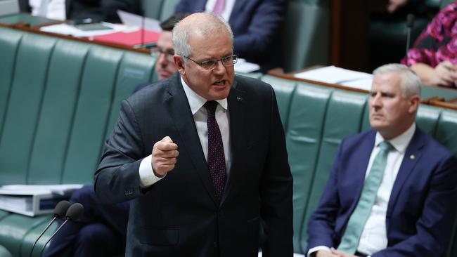 Prime Minister Scott Morrison during Question Time today. Picture: NCA NewsWire / Gary Ramage