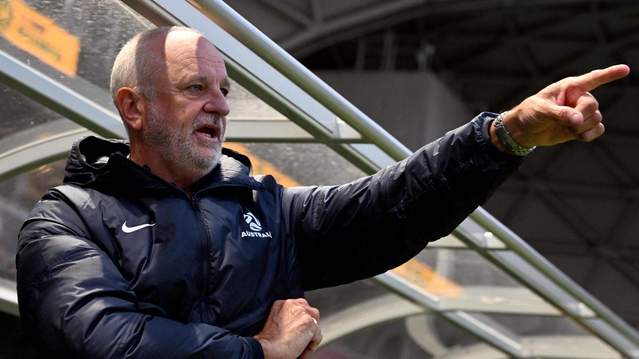 Australian coach Graham Arnold watches his players before the 2026 FIFA World Cup Asian qualification football match between Australia and Bangladesh played in Melbourne on November 16, 2023. (Photo by William WEST / AFP)