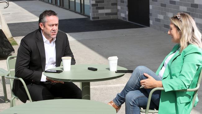 St Kilda CEO Simon Lethlean sits down with Lauren Wood. Picture: David Crosling