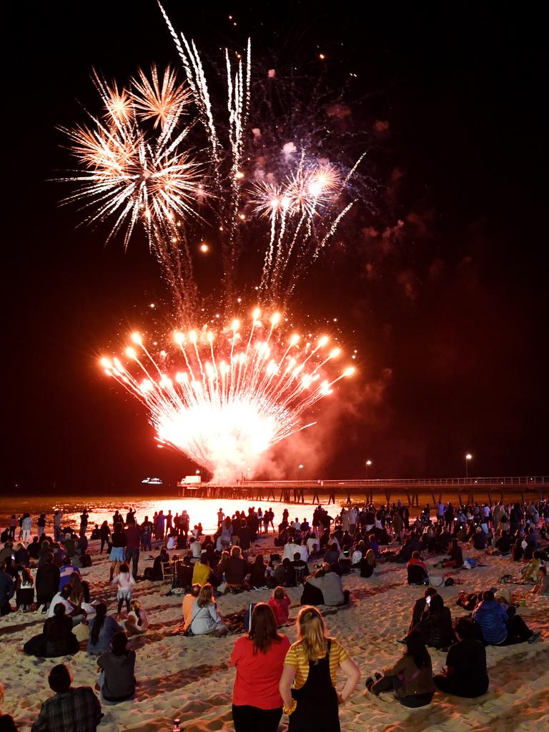 New Year’s Eve fireworks will be back in Glenelg this year. Picture: Tracey Nearmy/Adelaide Advertiser