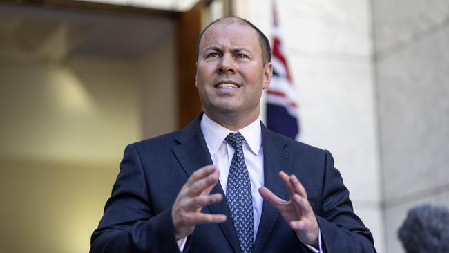 Treasurer Josh Frydenberg during a press conference at Parliament House in Canberra on Sunday. Picture: Gary Ramage