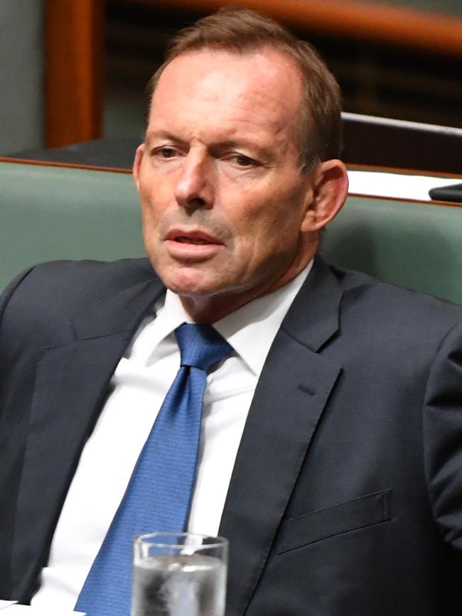 Member for Warringah Tony Abbott has been referred to as ‘a climate change denier’ in a school history text book. Picture: AAP