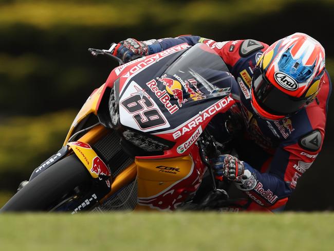 Nicky Hayden rides during practice ahead of round one of the FIM World Superbike Championship.