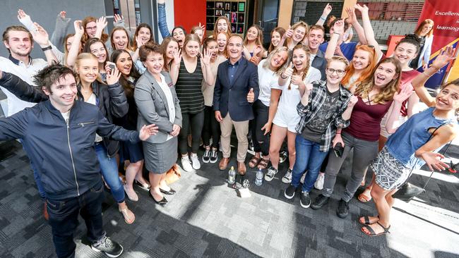 Thumbs up from Education Minister James Merlino at Lilydale High School. Picture: Tim Carrafa