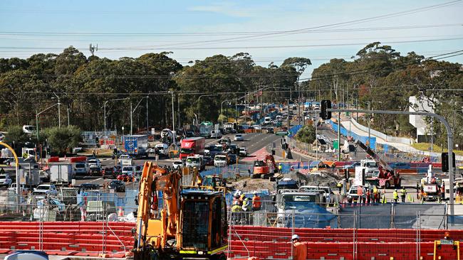 RMS construction work on Warringah Rd, Frenchs Forest. Picture: Adam Yip / Manly Daily