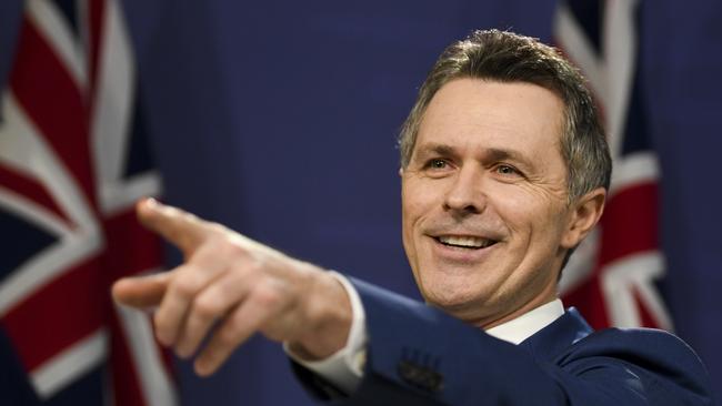 Labor Party campaign spokesperson Jason Clare speaks to the media during a press conference at the Commonwealth Parliamentary Office. Picture: AAP