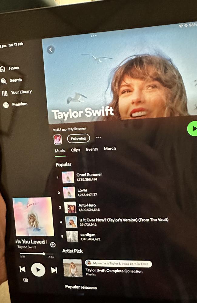 The last thing Mieka looked at on her iPad was a Taylor Swift playlist Picture: Supplied