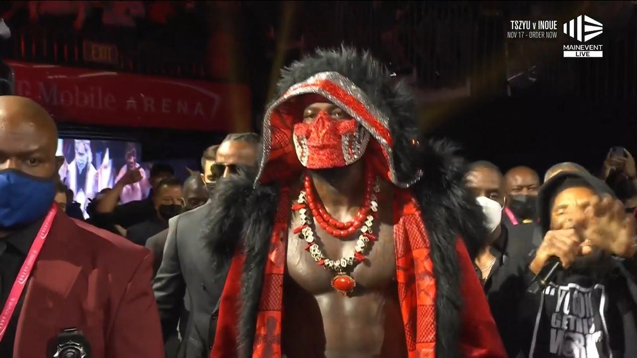 Deontay Wilder makes his walk out. Photo: Kayo, Main Event.