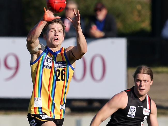 Jack Billings picks up one of his 53 disposals in the VFL. Picture: Michael Klein