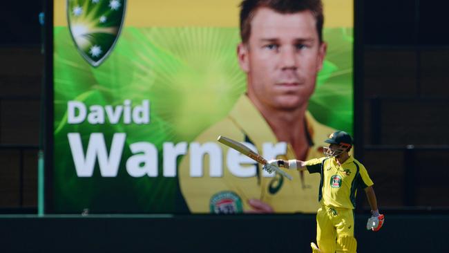 David Warner’s image could be used with rival brands to Cricket Australia’s partners if cricket’s war can’t be resolved by June 30. Picture: AFP