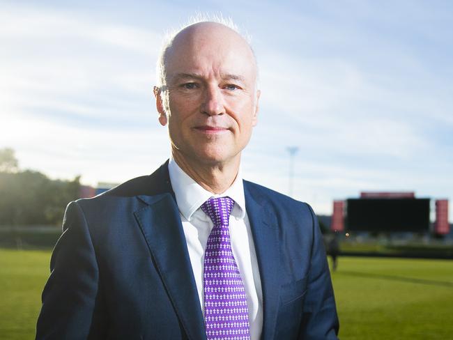 New Tas AFL project team chairman Brett Godfrey at a press conference at Blundstone Arena, Bellerive. Picture: RICHARD JUPE