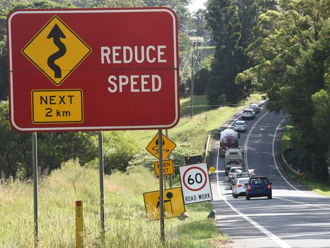 Road works along the Bruxner Highway betwen Wollongbar and Lismore, near Alphadale.