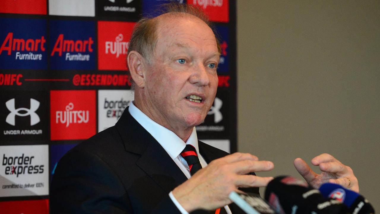 Essendon President David Barham described Thorburn as a “man of great integrity and exceptional vision” on Monday night. Picture: NCA NewsWire / Nicki Connolly