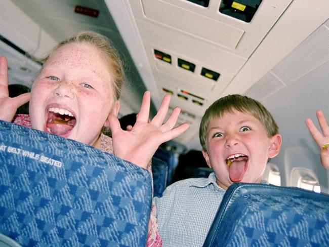 Little Kids Having Fun on an Airplane