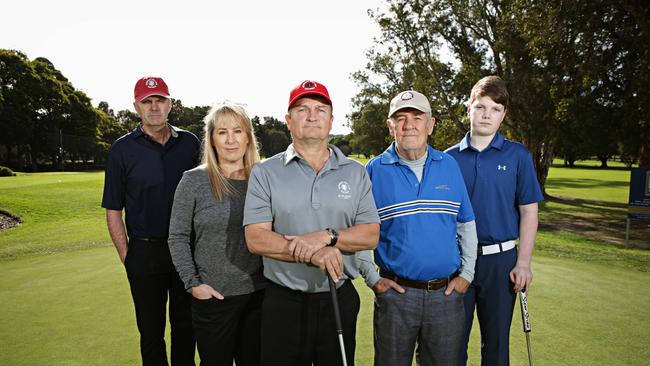 Rob Richards (head golf professional), Donna See Hoe (office administration), Steve Springall (vice president), Barry Spencer (Director) and Dean Richards (14) junior member at Warringah Golf Club in North Manly. Picture: Adam Yip / Manly Daily