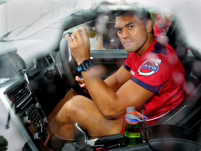 Karmichael Hunt arrives at Reds training.