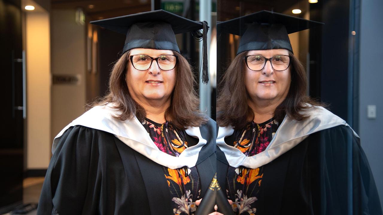 Graduating with a Master in Business Administration, Chris Hayes and Carmel Brown. UniSQ graduation ceremony at Empire Theatre. Wednesday, June 28, 2023