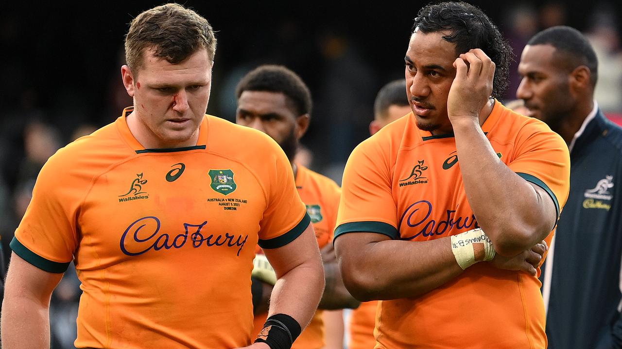 Angus Bell and Pone Fa'amausili of Australia. Photo by Joe Allison/Getty Images