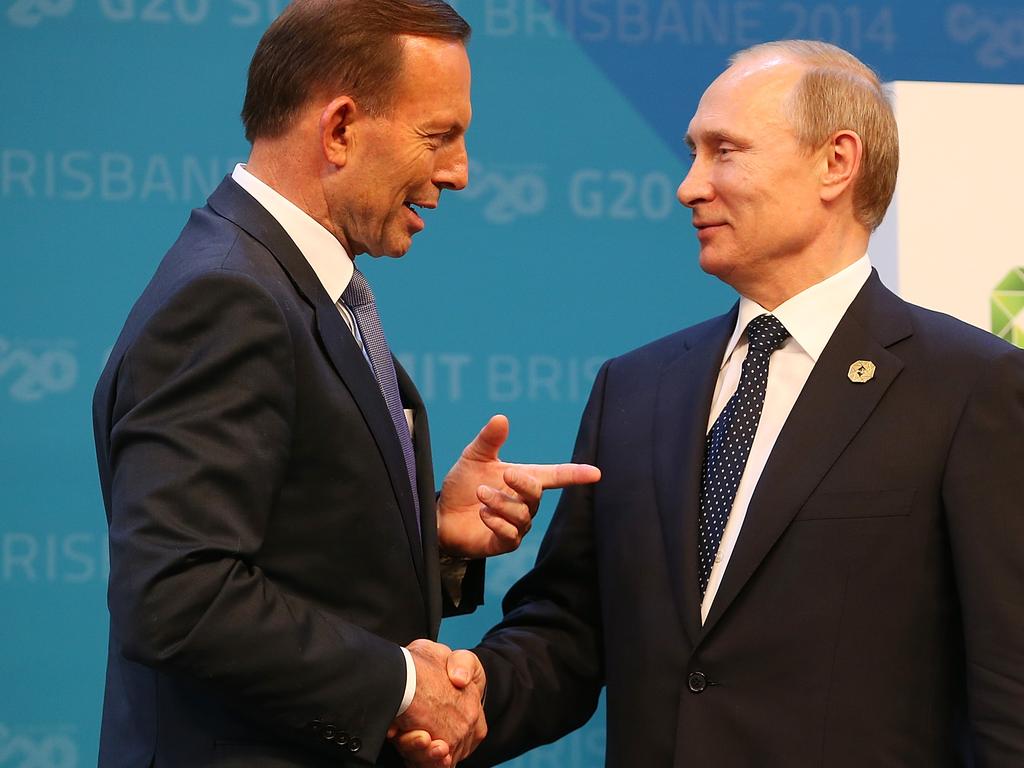 Mr Abbott with Russian President Putin in 2014. Picture: Chris Hyde/Getty Images