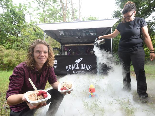 Katie Eves and Kashina Crabbe have opened a new vegan ice-cream stall.  Photo Marc Stapelberg / The Northern Star