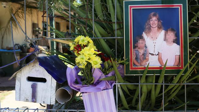 A memorial to victim Sally Rothe on Albert Terrace, Murray Bridge. Picture: AAP / Emma Brasier