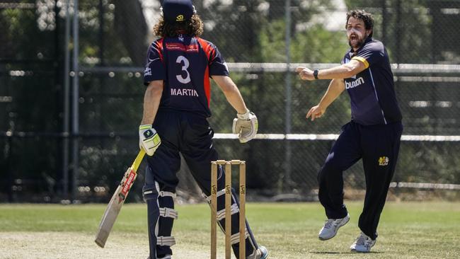 VSDCA: Brighton’s Peter Cassidy thinks he’s got a wicket. Picture: Valeriu Campan